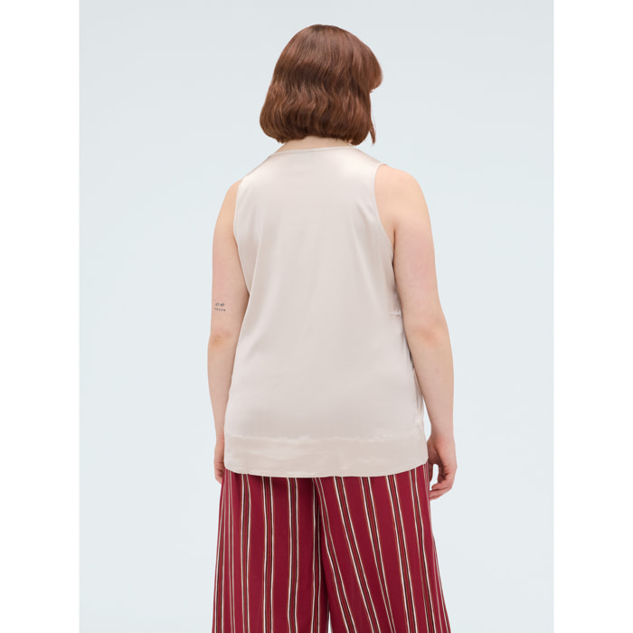 Fiorella Rubino - Top in raso di viscosa stretch - Beige