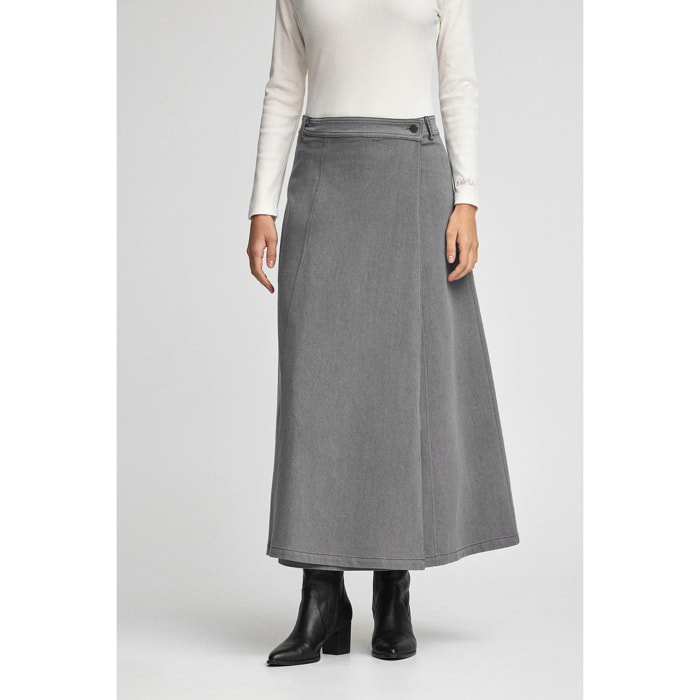 Falda Alisa vaquera gris con detalles Polo Club