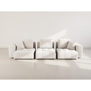 Colette - Canapé modulable 3 places en velours texturé - Beige