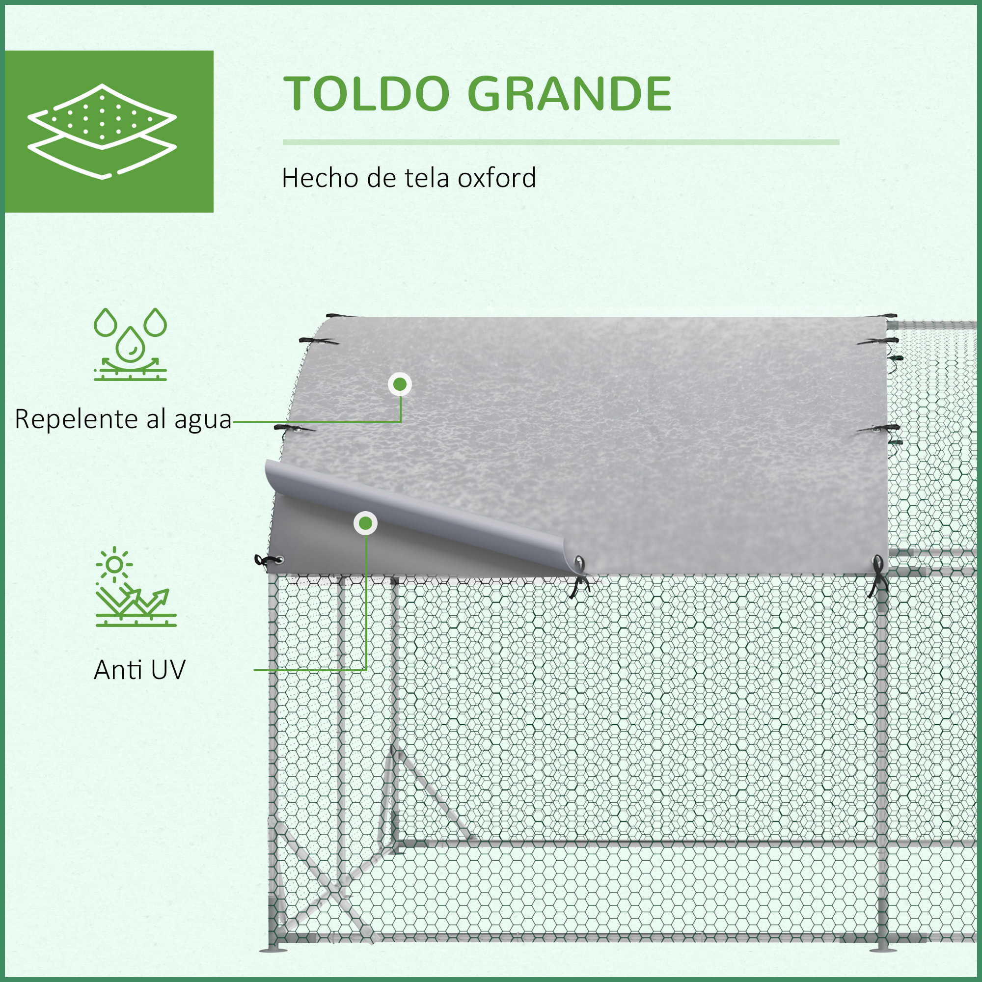 Gallinero para Exterior 2,8x3,8x1,97 m para 6-12 Gallinas de Acero Galvanizado