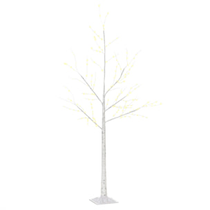 Outsunny árbol de Abedul 150 cm de Altura con 210 Luces LED en Blanco Cálido Ramas Flexibles y Base para Decoración de Fiestas Cumpleaños Bodas 20x20x150 cm Blanco