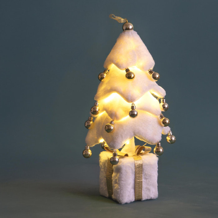 Albero con sfere pacco dono e led - Pezzi 2 - BIANCO - Bianchi Dino SpA