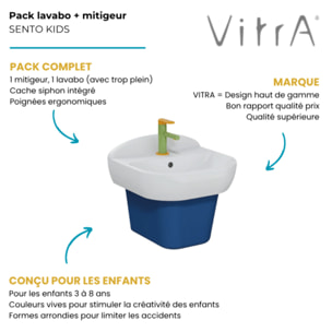 Lavabo pour enfant VITRA Sento Kids 45 cm + Mitigeur lavabo jaune et vert