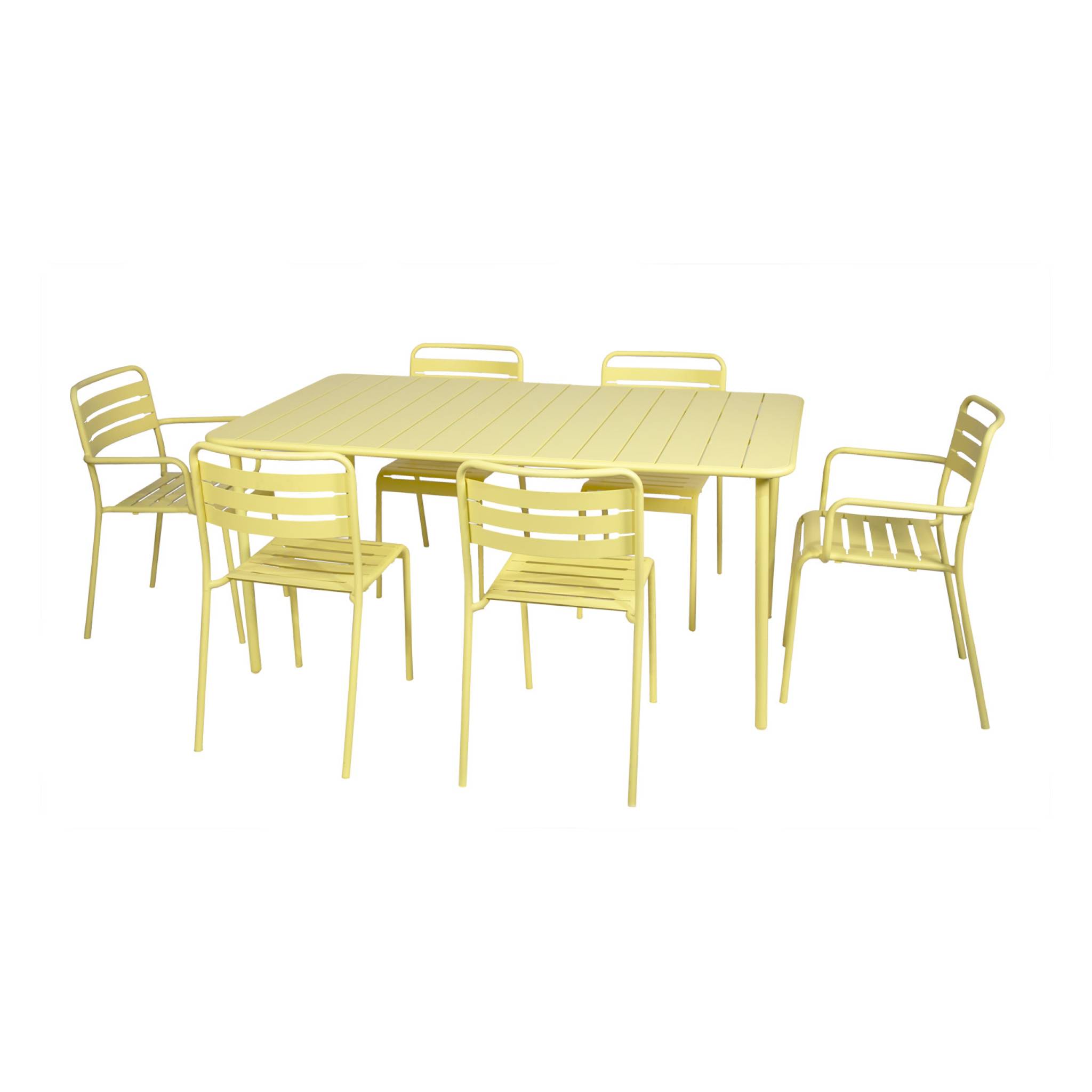 Table de jardin métal 6-8 places. jaune. Amelia. 160x90xH72.5cm