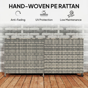 Coffre de jardin résine tressée 650L doublure zippée vérins pneumatiques gris