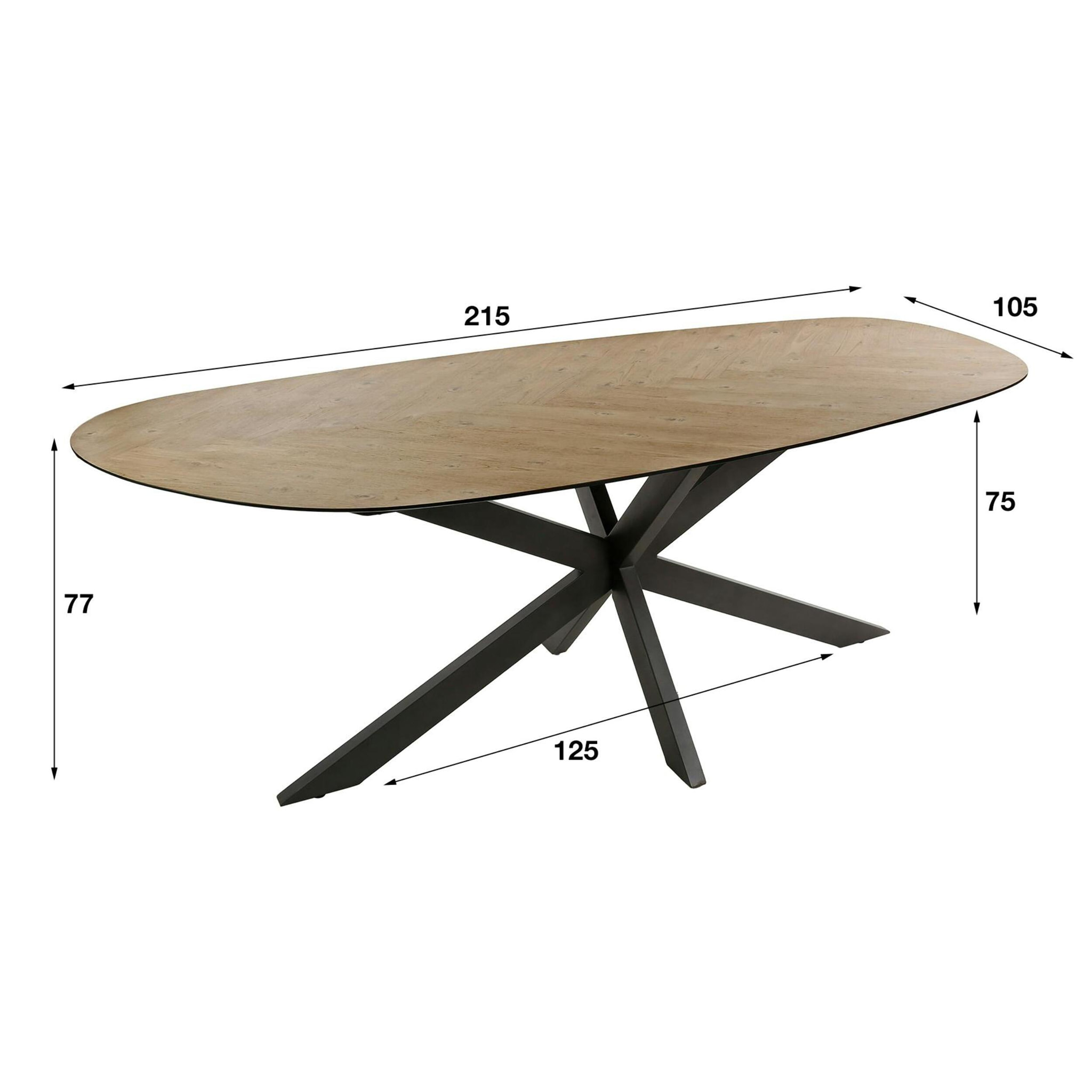 Table à manger bords ronds motif chevron, teck recyclé 215 cm MAYA