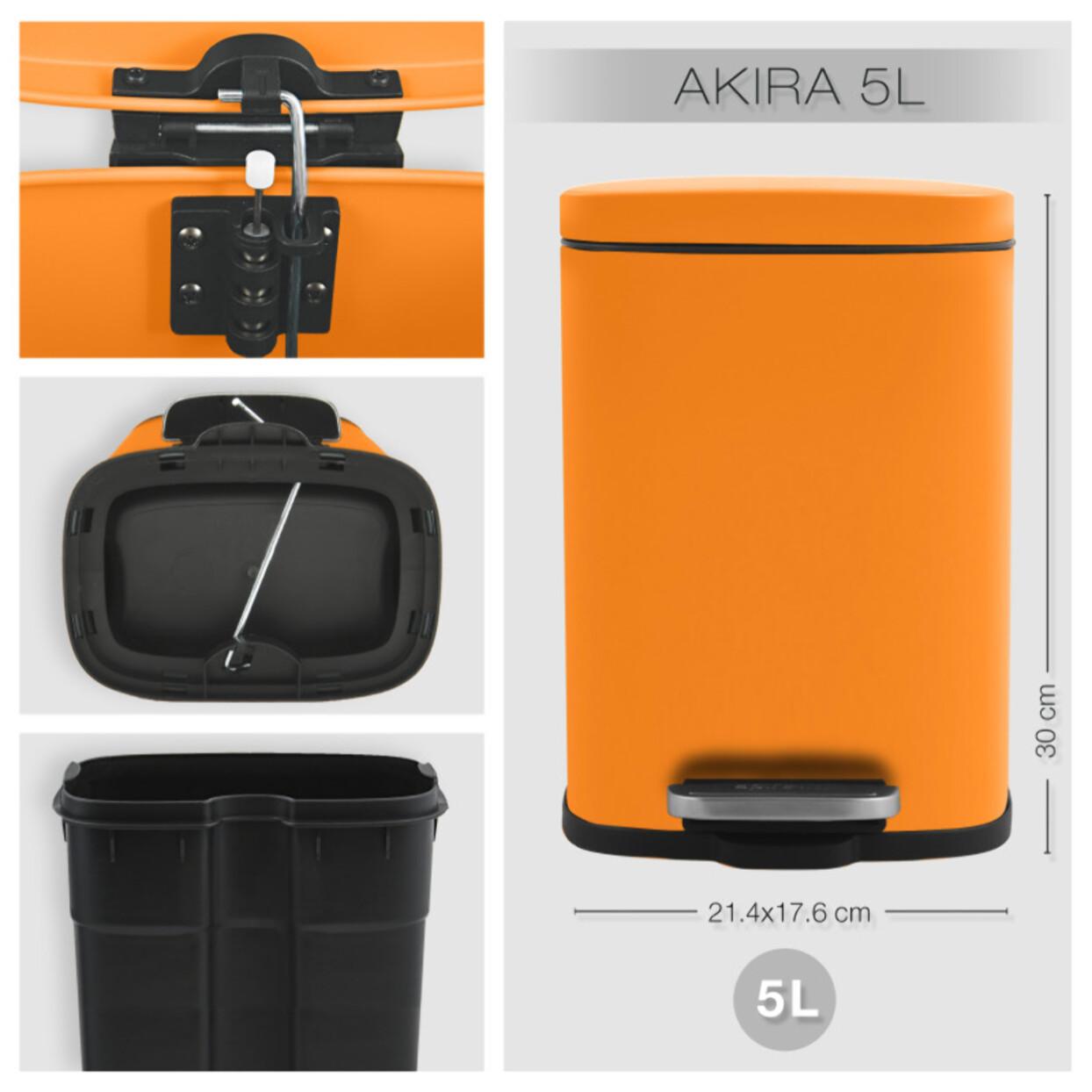 Set Poubelle à pédale 5L & Brosse Wc AKIRA Orange mat Spirella