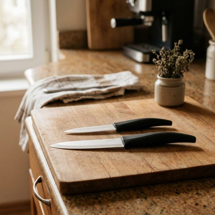 Set de 2 couteaux de cuisine lame en céramique 18 et 24 cm Nirosta