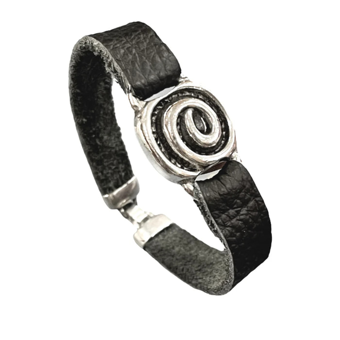 Pulsera Espiral Negra en plata 10mc