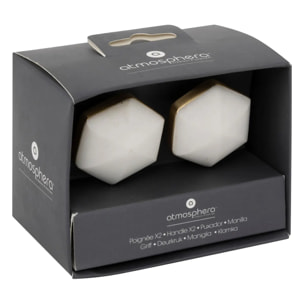 Boutons de meuble x2 en marbre & laiton D4,2cm blanc