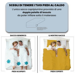 PARURE COPRIPIUMINO NATURAL COLOR, 100% Cotone, Made in Italy - SENAPE/GRIGIO CHIARO
