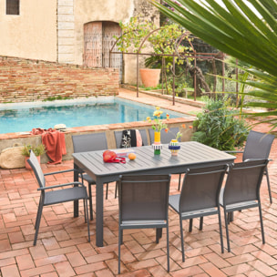 Table de jardin extensible aluminium + 8 assises SEATTLE + BUFFALO