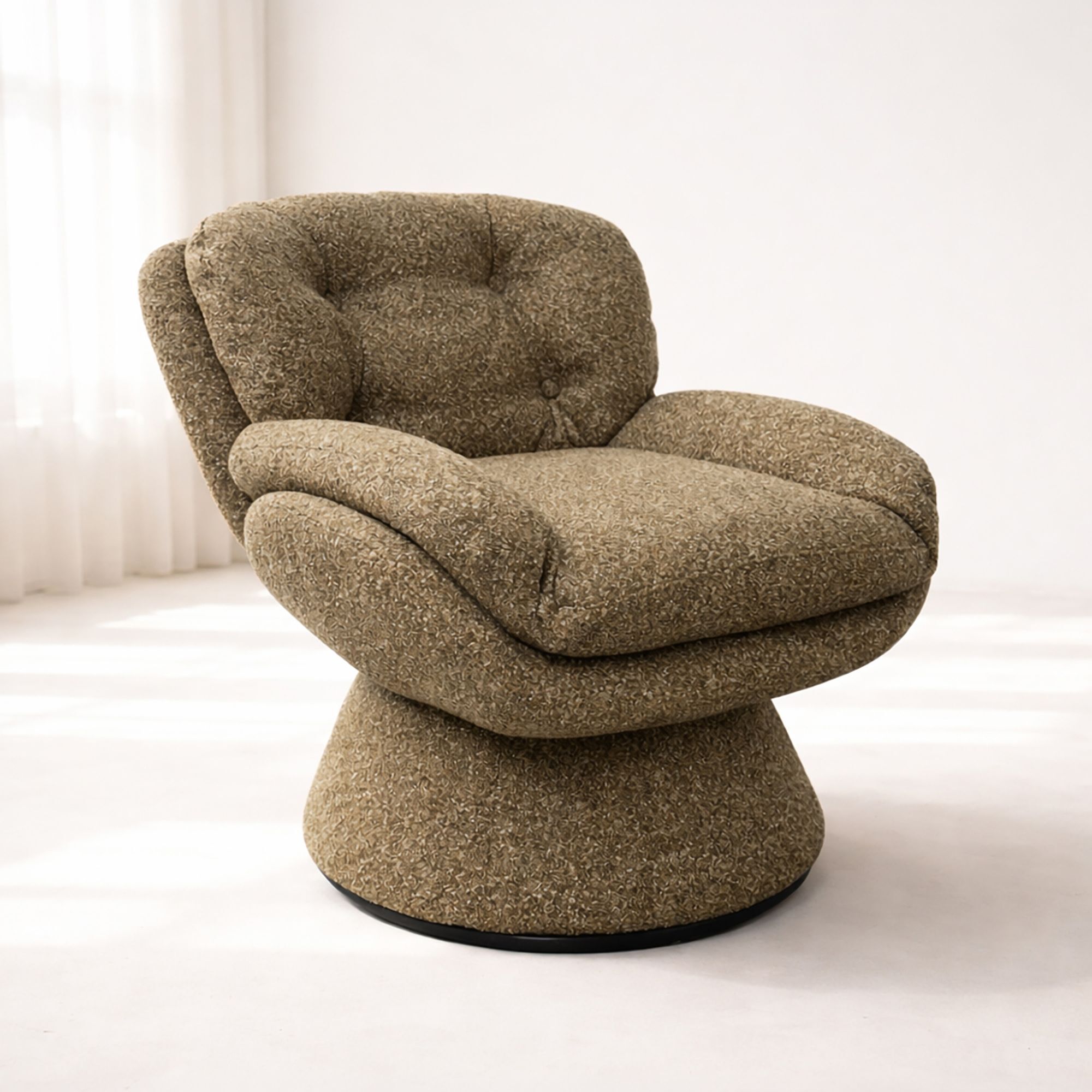 Fauteuil pivotant en tissu marron GUSTAVE