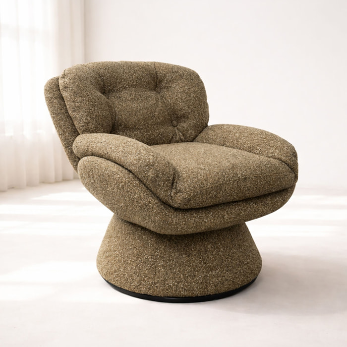 Fauteuil pivotant en tissu marron GUSTAVE