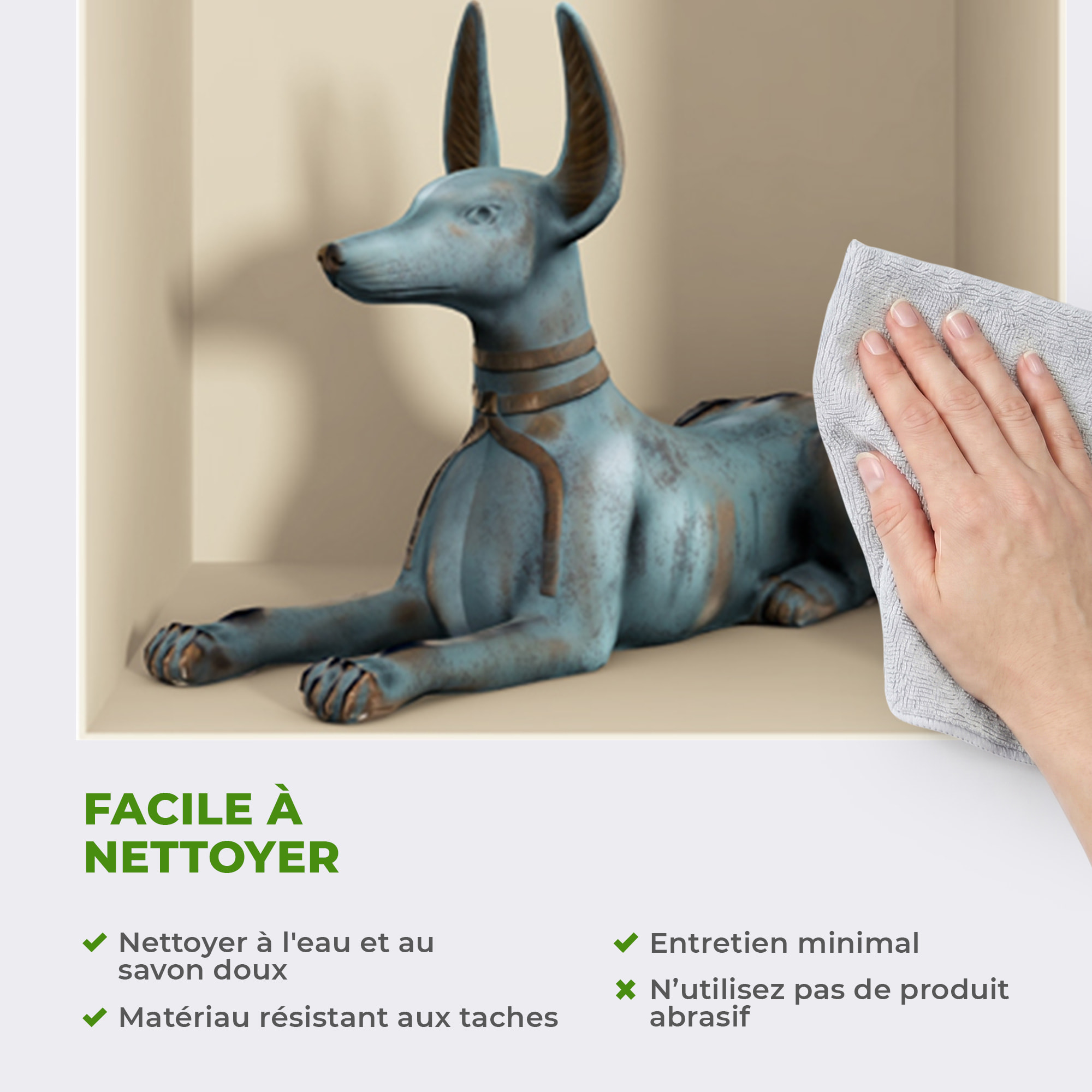Stickers muraux 3D | Sticker Mural Autocollant effet 3D Egypte statues et vases - Stickers adhésifs 3D Chambre Salon Trompe l'oeil
