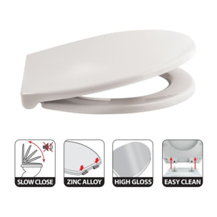 Abattant wc HARRY Gris Clair - Charnière Zinc Spirella
