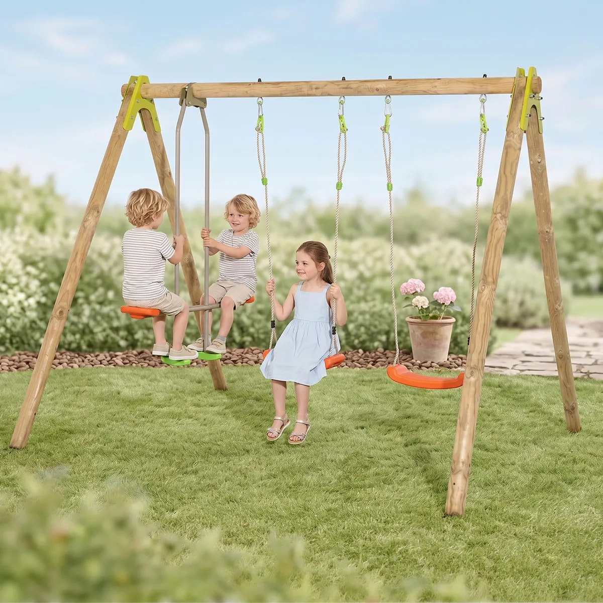 Portique bois 1.90 m Natura BERRY - 4 enfants