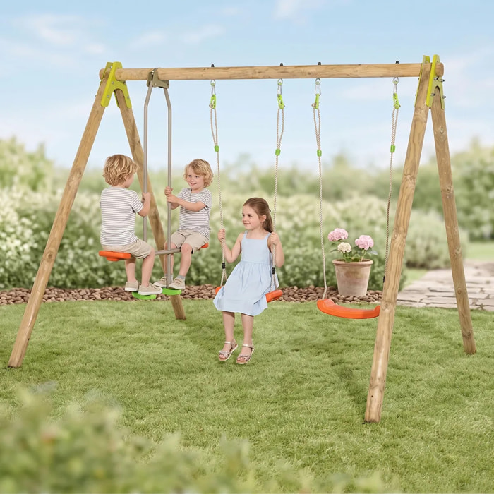 Portique bois 1.90 m Natura BERRY - 4 enfants