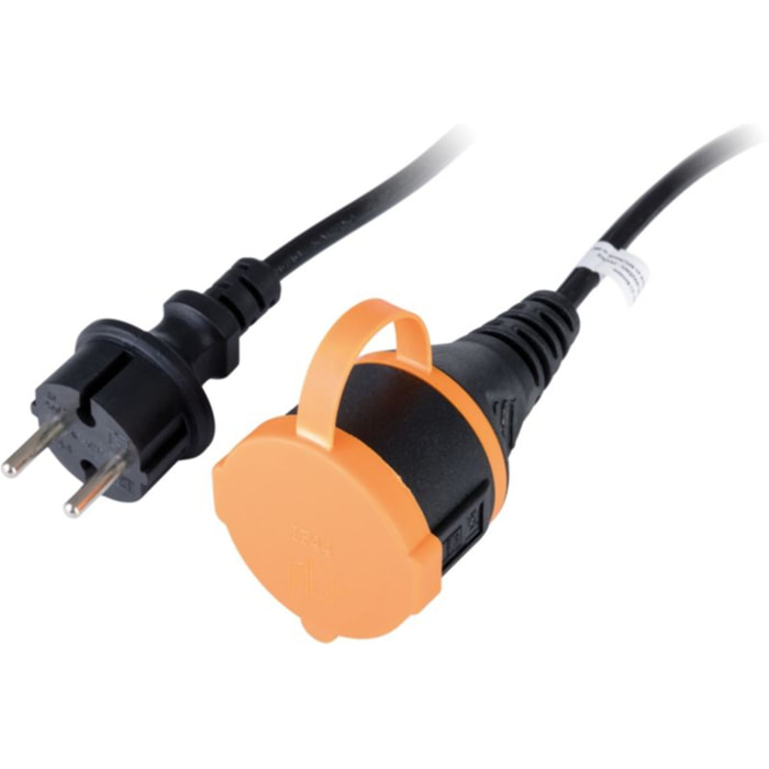 Multiprise ZENITECH a clapet 25m H05VV-F 2x1.5 noir-orange