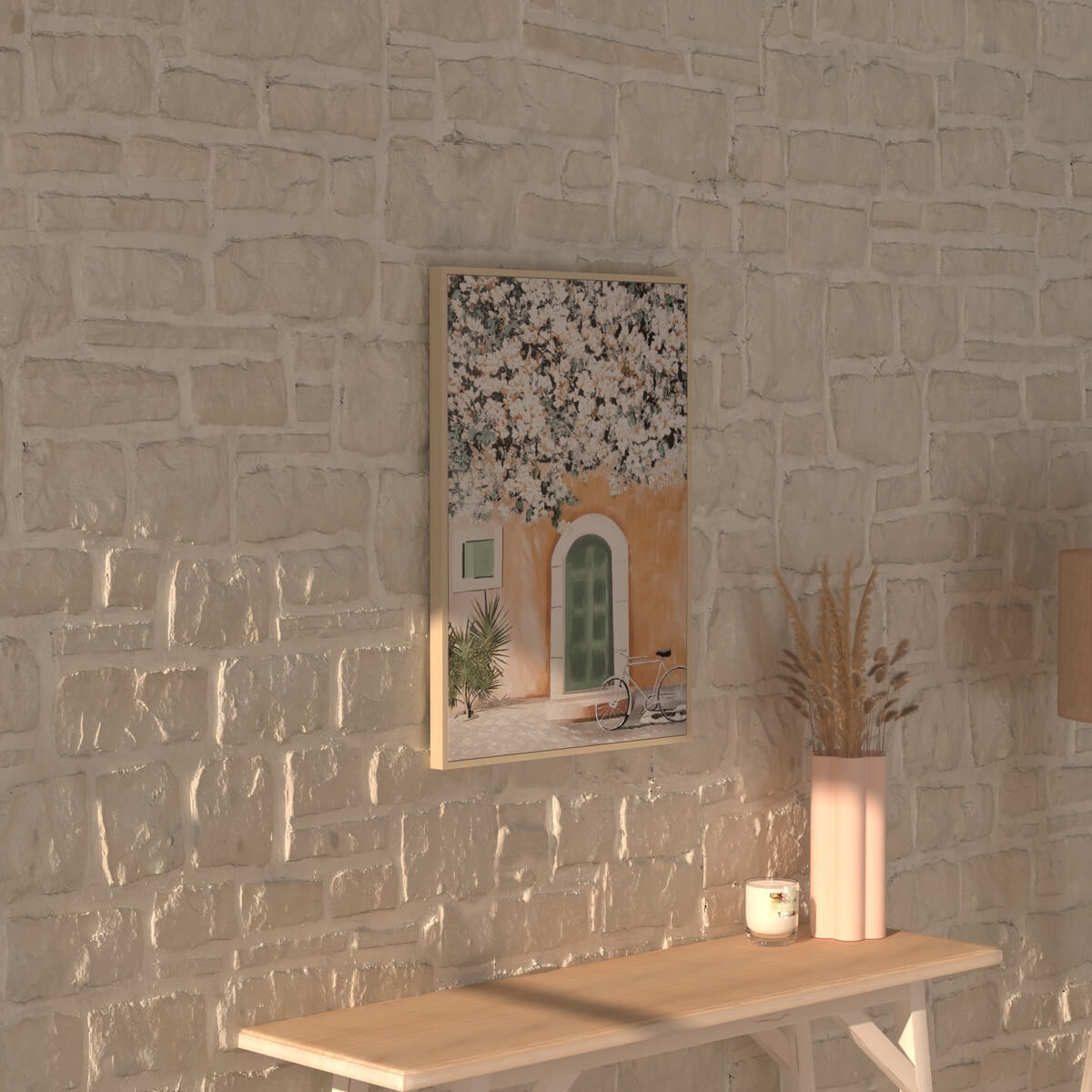 Toile imprimée "Yeli" - bois - 50x70 cm