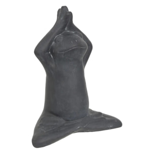 Statuette d'extérieur grenouille Lia gris H18cm en ciment