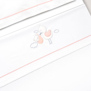 Triptico Coche Cigueña Oso Bco/Rosa