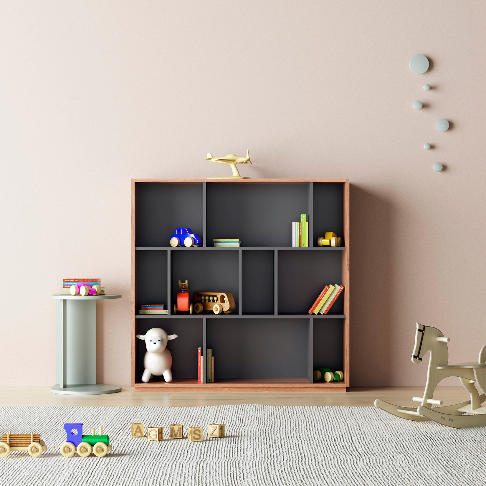 Estantería librería Nack melamina nogal-grafito 117x119x32 cm