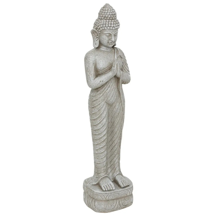 Bouddha déco extérieur Sakin H.100cm magnésie gris