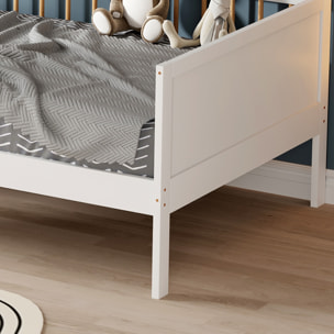 Lit barrière Pépito 90 x 190 cm, Blanc, Bois de Pin Naturel, Barrières Latérales de sécurité, Robuste et Moderne