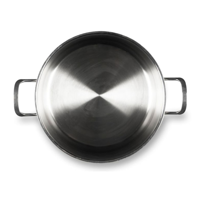 Casseruola 24 cm due manici Excelsa – Jazz Cook, Acciaio Argentato
