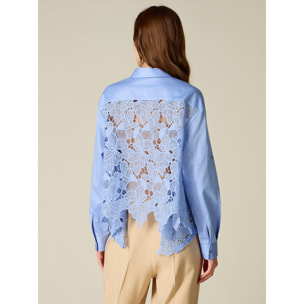 Oltre - Camisa boxy con espalda de encaje - Light - blue