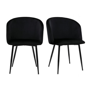 Chaises design noires en tissu velours et métal (lot de 2) VANITY