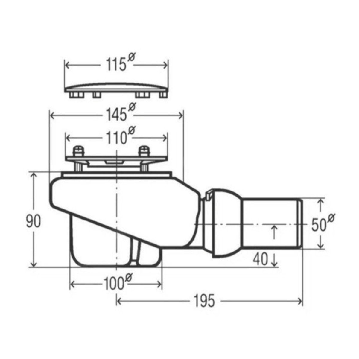 Receveur de douche antidérapant 120 x 90 Lifetime Plus Cerasoft céramique blanc + Bonde blanc