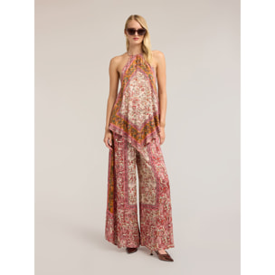Motivi - Top de raso con estampado paisley - Rosa