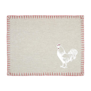 Set de table coq en coton - Naturel
