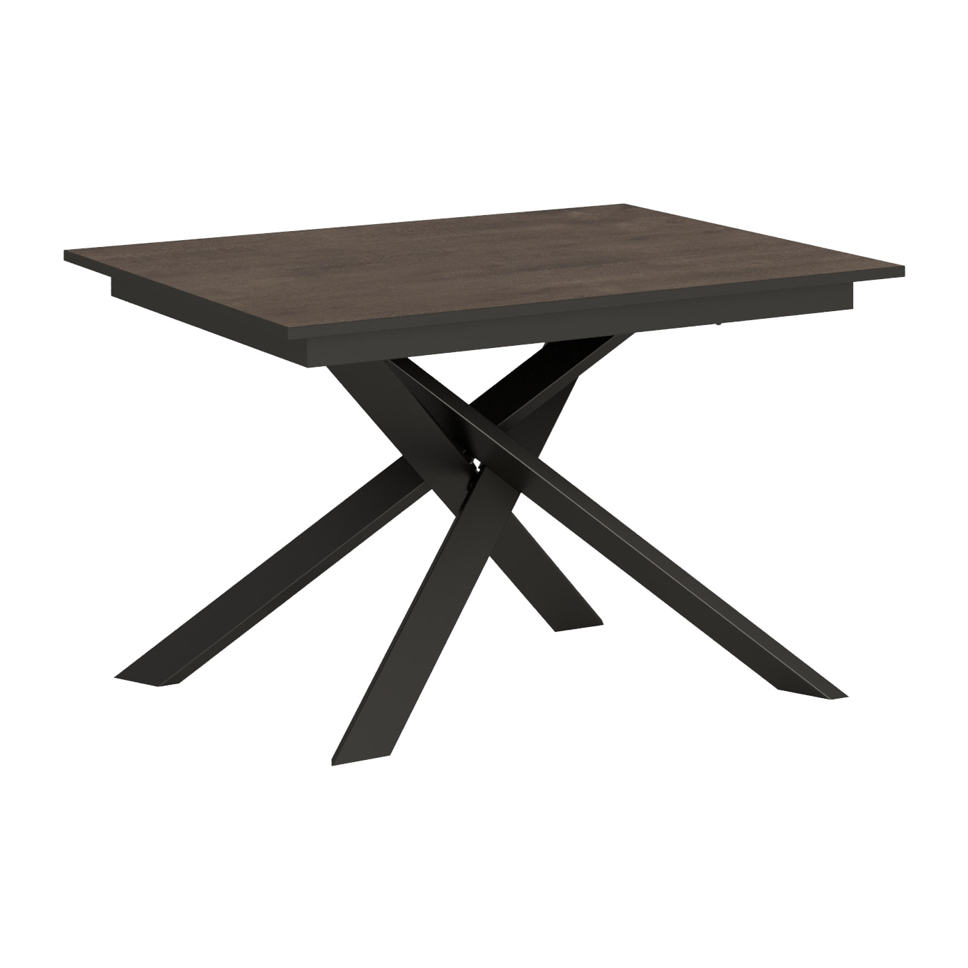 Table extensible 90x120/180 cm Ganty Noyer bande de chante Anthracite cadre Anthracite