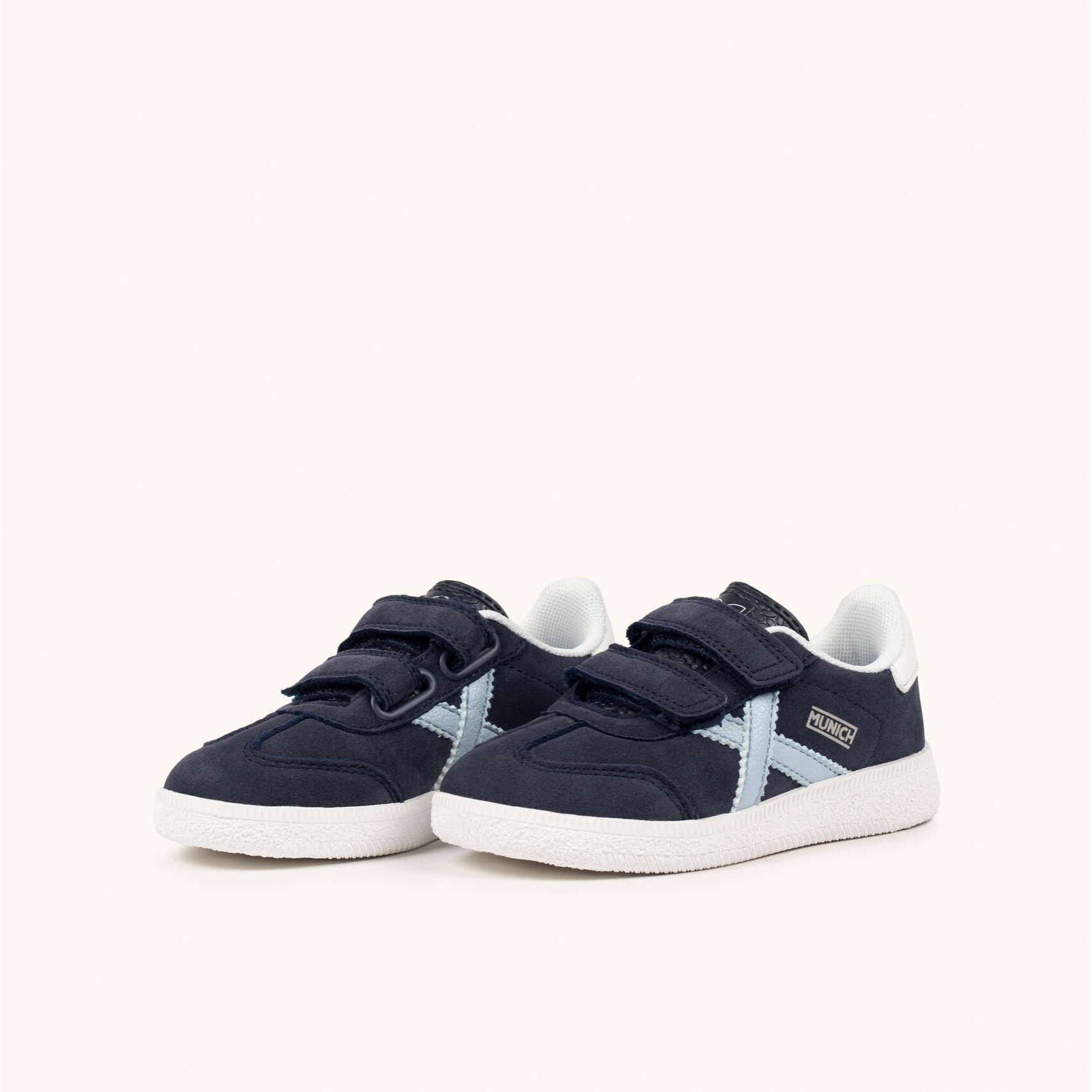 Zapatillas Infantiles Azul Marino con Velcro y Detalles en Azul Cielo MUNICH MINI BARRU VCO 20