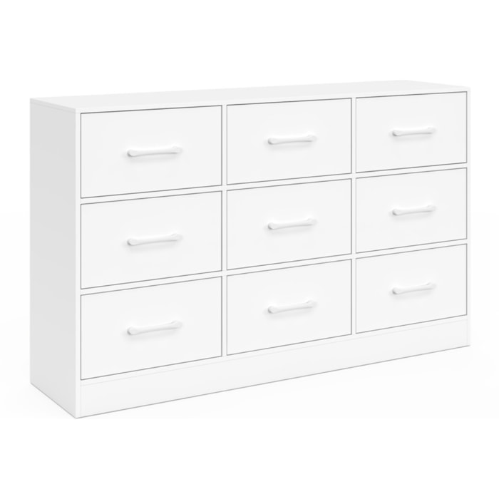 Commode Uma 9 tiroirs blanc