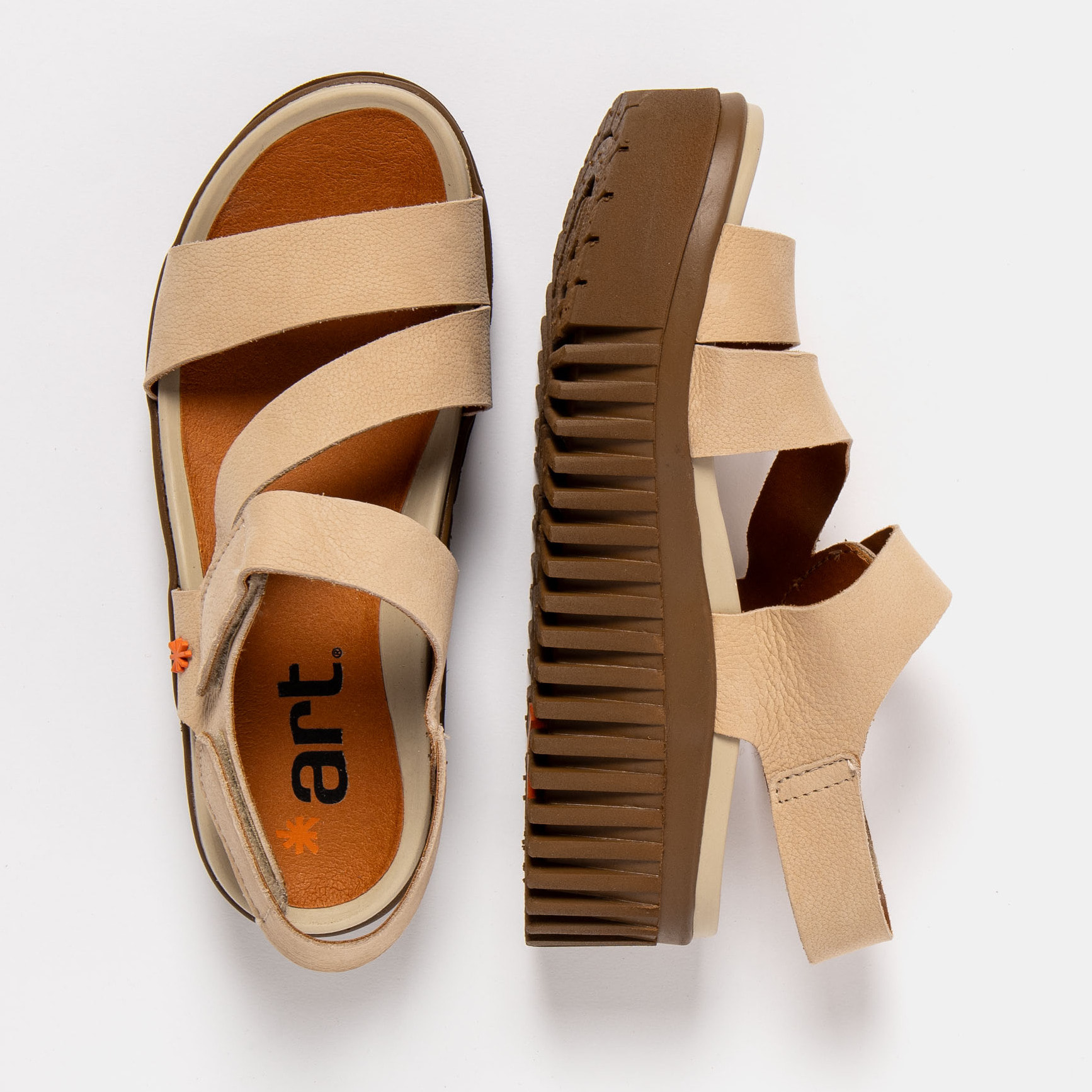 Sandalia de cuña 1573 NOBUCK CREAM-CARAMELO/BRIGHTON color Cream-caramelo