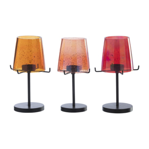 J-Line Photophore - verre - orange/rouge - 3 pièces