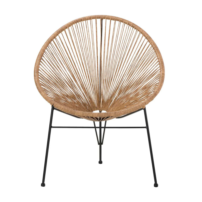 Silla Ratan Marrón Y Negro 72x82x88 Cm