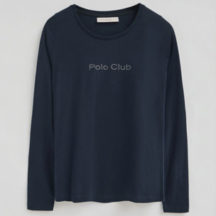 Camiseta azul marino de manga larga con brillantes Polo Club