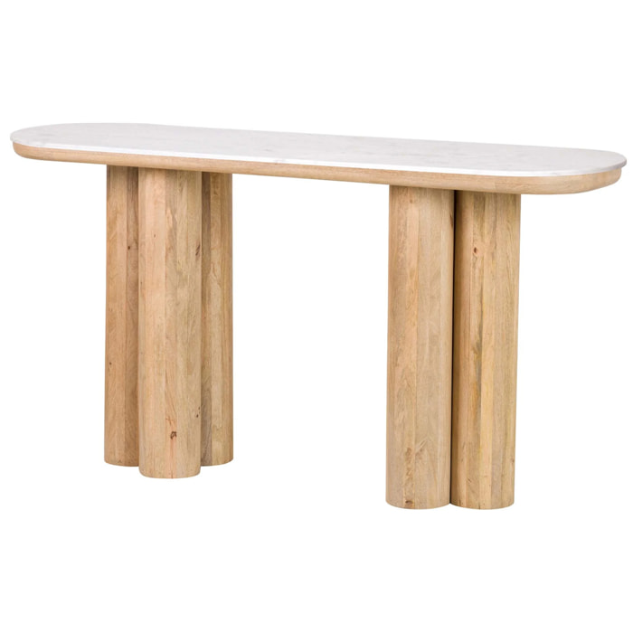 Consola Madera Mango Marmol Telo 140x40x75 Cm