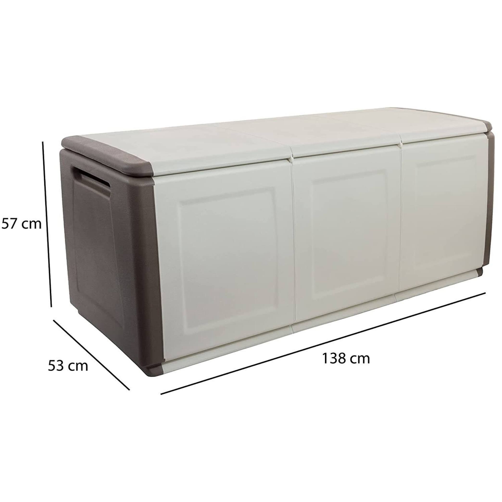 Baule contenitore multiuso polipropilene, Box portatutto, 100% Made in Italy, cm 138x53h57, colore Grigio chiaro