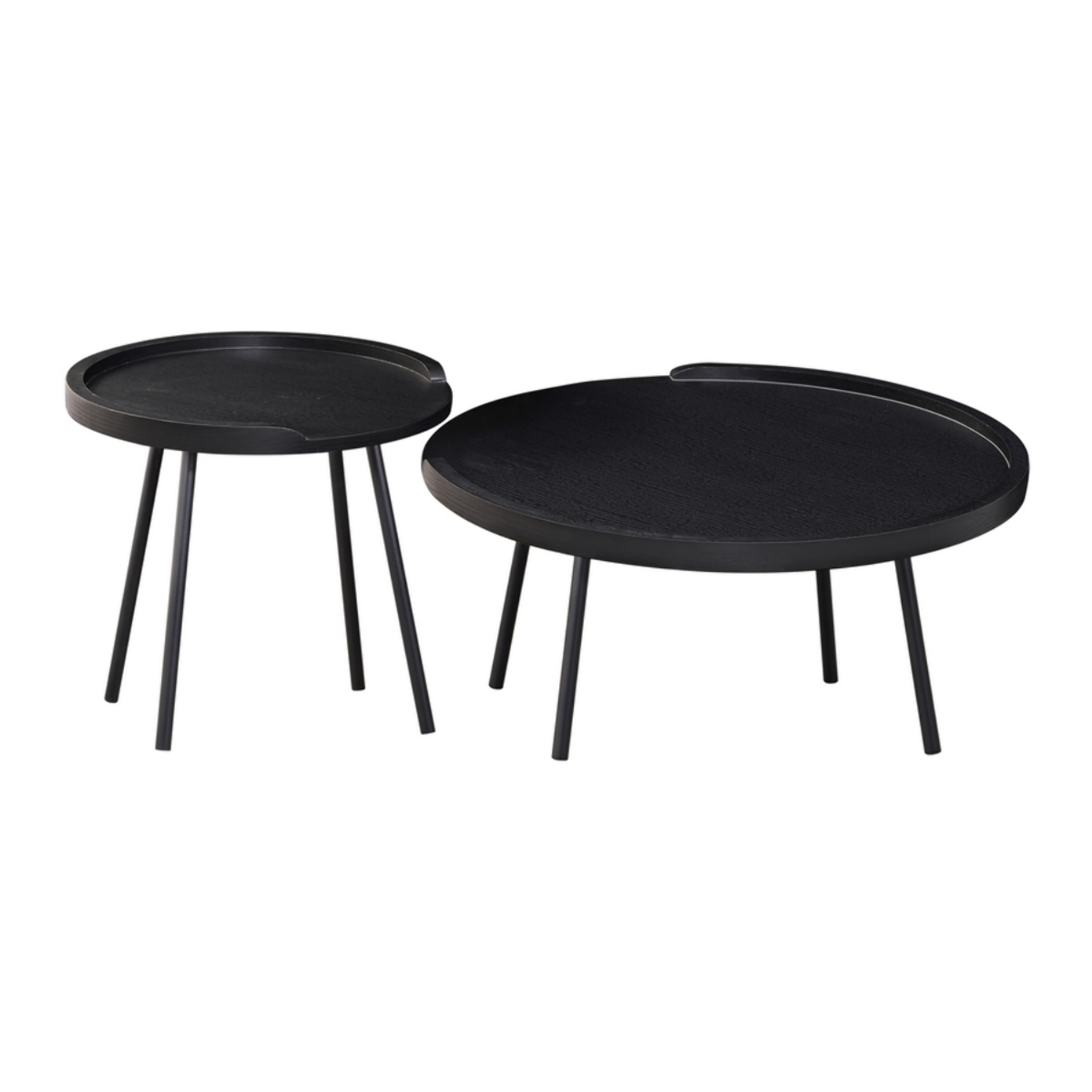 Set tavolini moderni nero con top in MDF e gambe nere in metallo - Zach