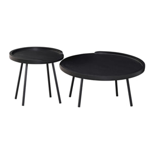 Set tavolini moderni nero con top in MDF e gambe nere in metallo - Zach