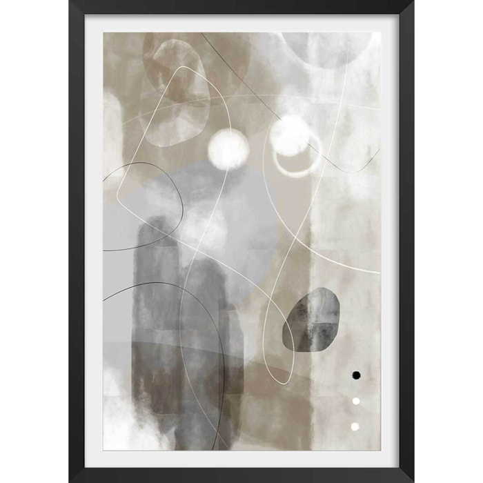 Affiche abstrait et soft line n°3 Affiche + cadre en bois - Noir