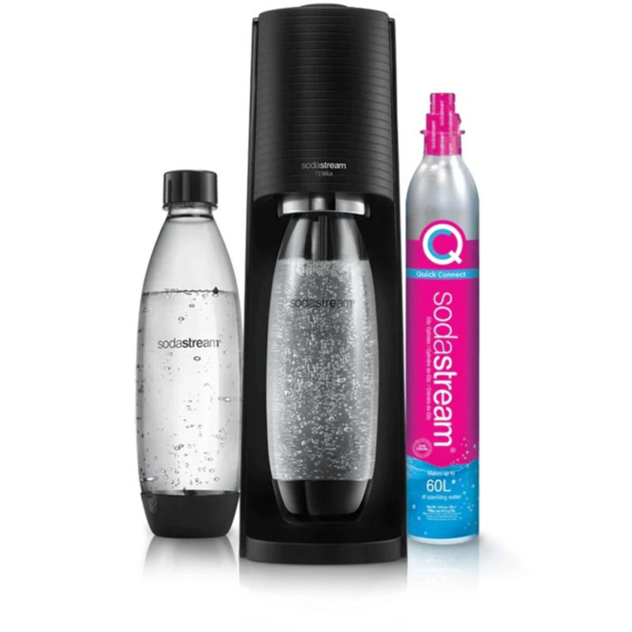Machine à soda SODASTREAM Terra Noire pack 2 bouteilles + 1 recharge