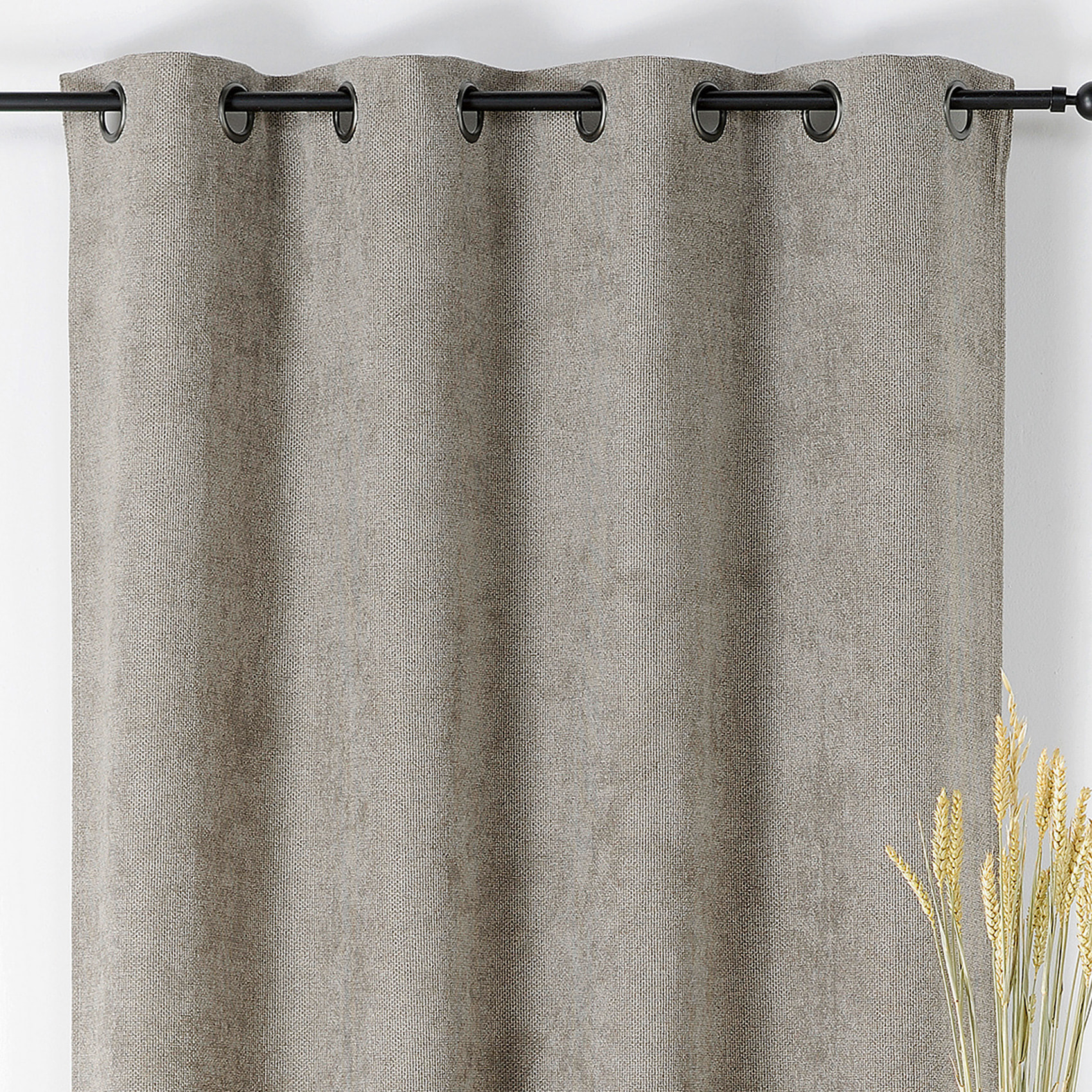 Rideau velours plat à oeillets - Gris