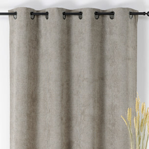 Rideau velours plat à oeillets - Gris
